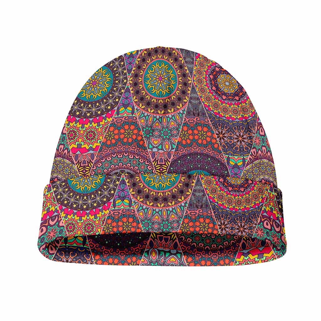 Vintage Bohemian Floral Mandala Print Beanie
