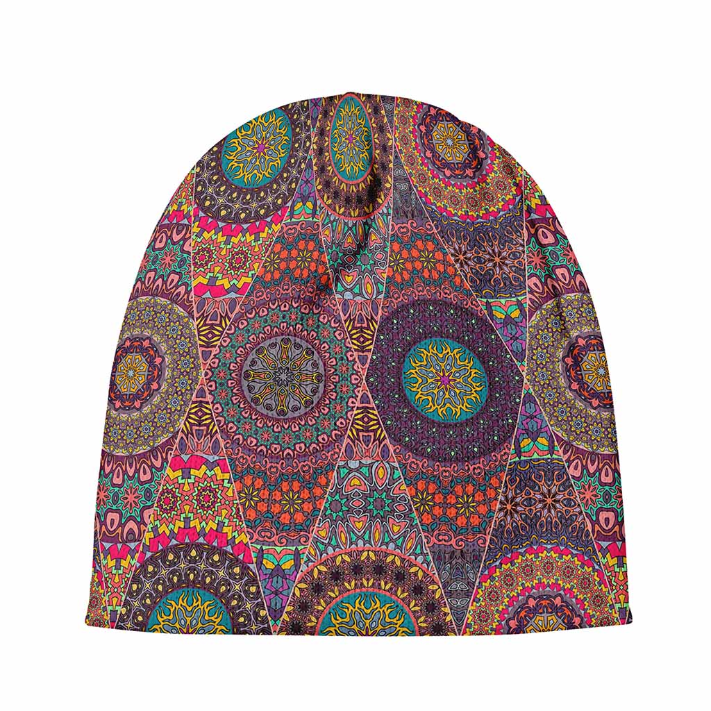 Vintage Bohemian Floral Mandala Print Beanie