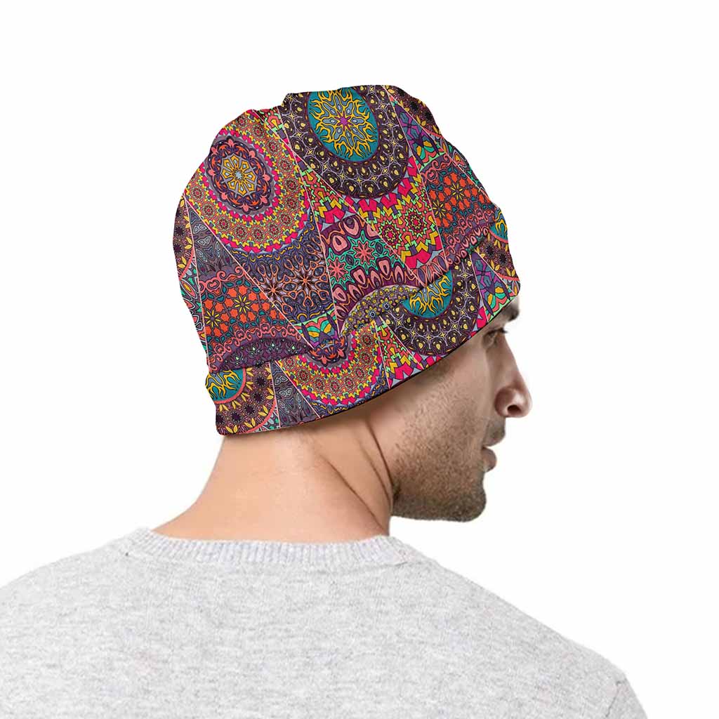 Vintage Bohemian Floral Mandala Print Beanie