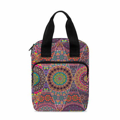 Vintage Bohemian Floral Mandala Print Bible Tote Bag