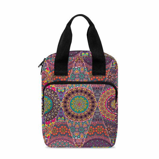 Vintage Bohemian Floral Mandala Print Bible Tote Bag