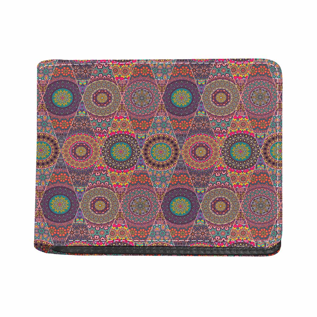 Vintage Bohemian Floral Mandala Print Bifold Wallet