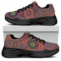 Vintage Bohemian Floral Mandala Print Black Chunky Shoes