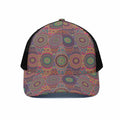 Vintage Bohemian Floral Mandala Print Black Mesh Trucker Hat
