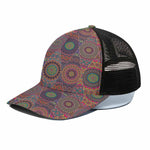 Vintage Bohemian Floral Mandala Print Black Mesh Trucker Cap