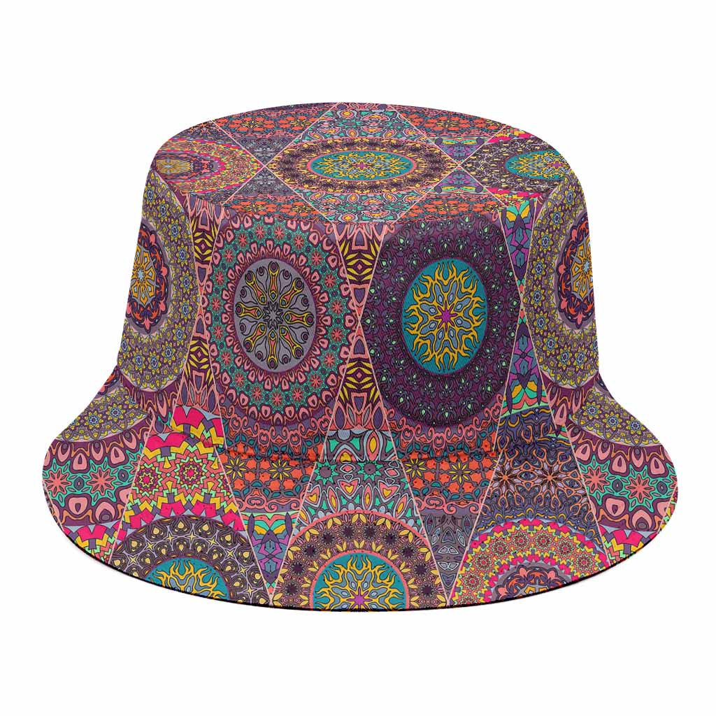 Vintage Bohemian Floral Mandala Print Bucket Hat
