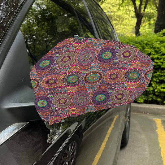 Vintage Bohemian Floral Mandala Print Car Side Mirror Covers