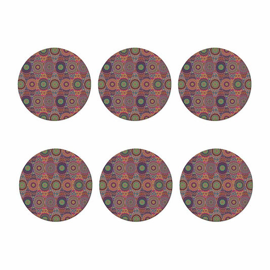 Vintage Bohemian Floral Mandala Print Coaster Set
