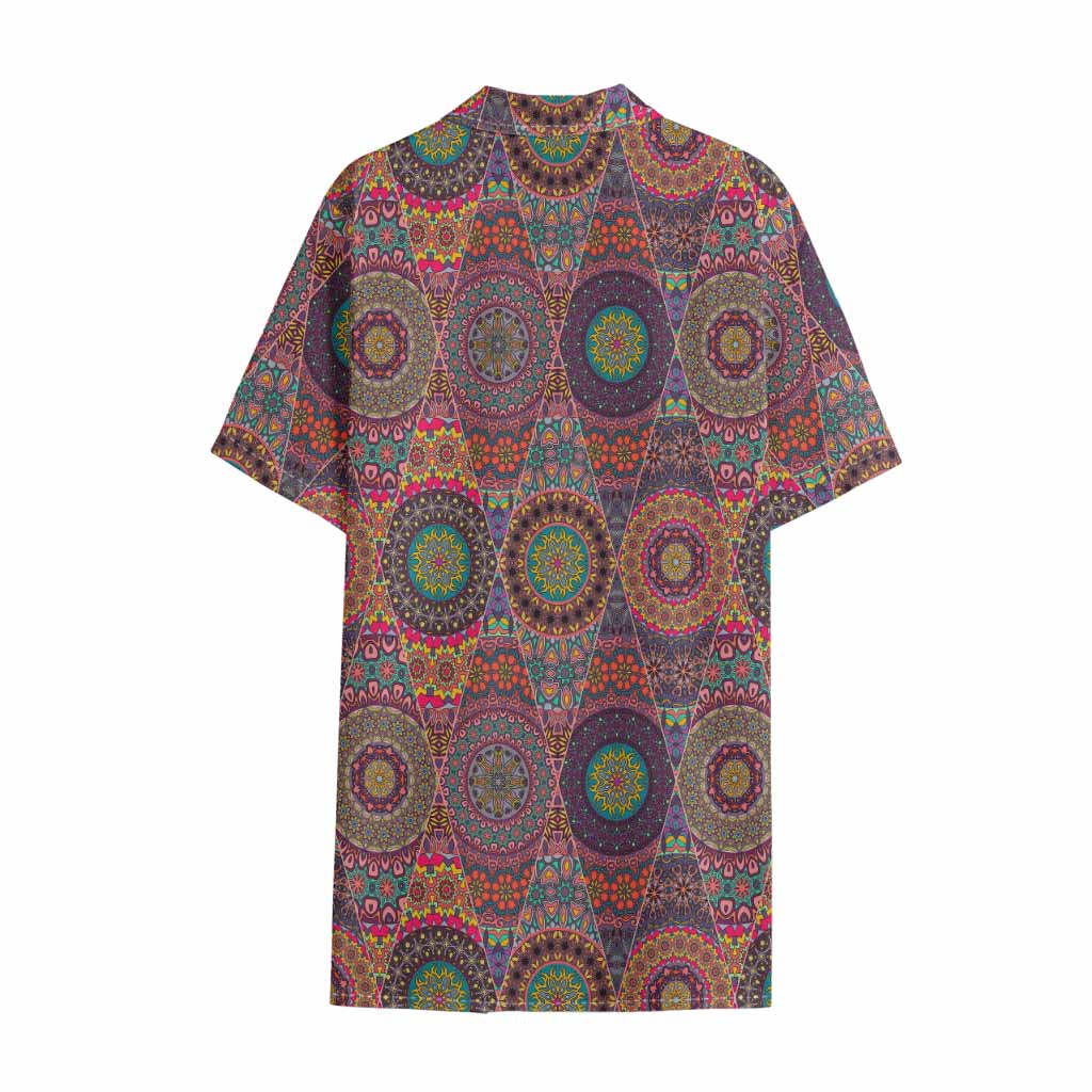 Vintage Bohemian Floral Mandala Print Cotton Hawaiian Shirt