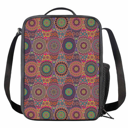 Vintage Bohemian Floral Mandala Print Crossbody Lunch Bag