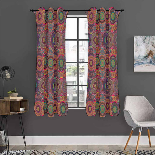 Vintage Bohemian Floral Mandala Print Curtain
