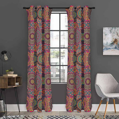 Vintage Bohemian Floral Mandala Print Curtain