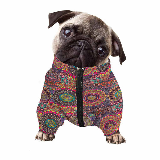 Vintage Bohemian Floral Mandala Print Dog Zip Up Jacket