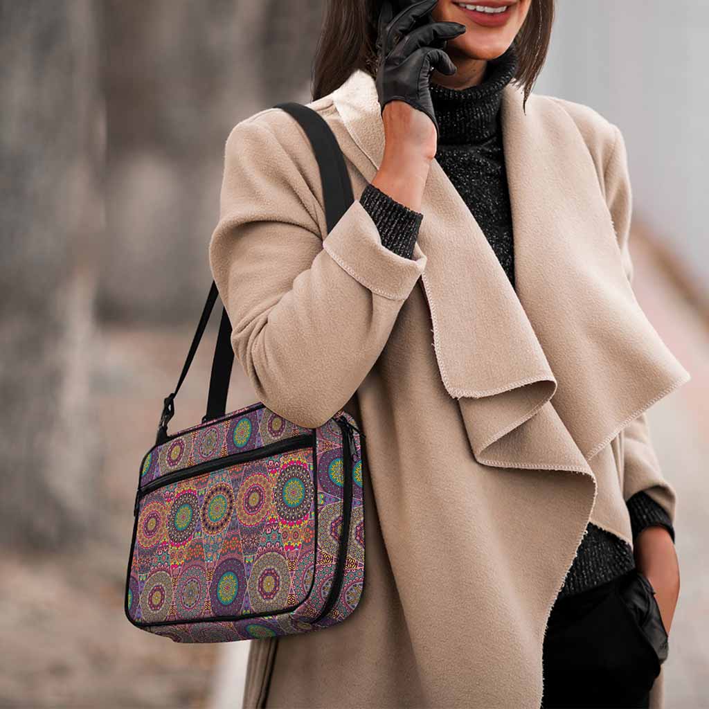Vintage Bohemian Floral Mandala Print Double Strap Bible Bag