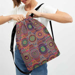Vintage Bohemian Floral Mandala Print Drawstring Backpack