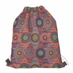 Vintage Bohemian Floral Mandala Print Drawstring Bag