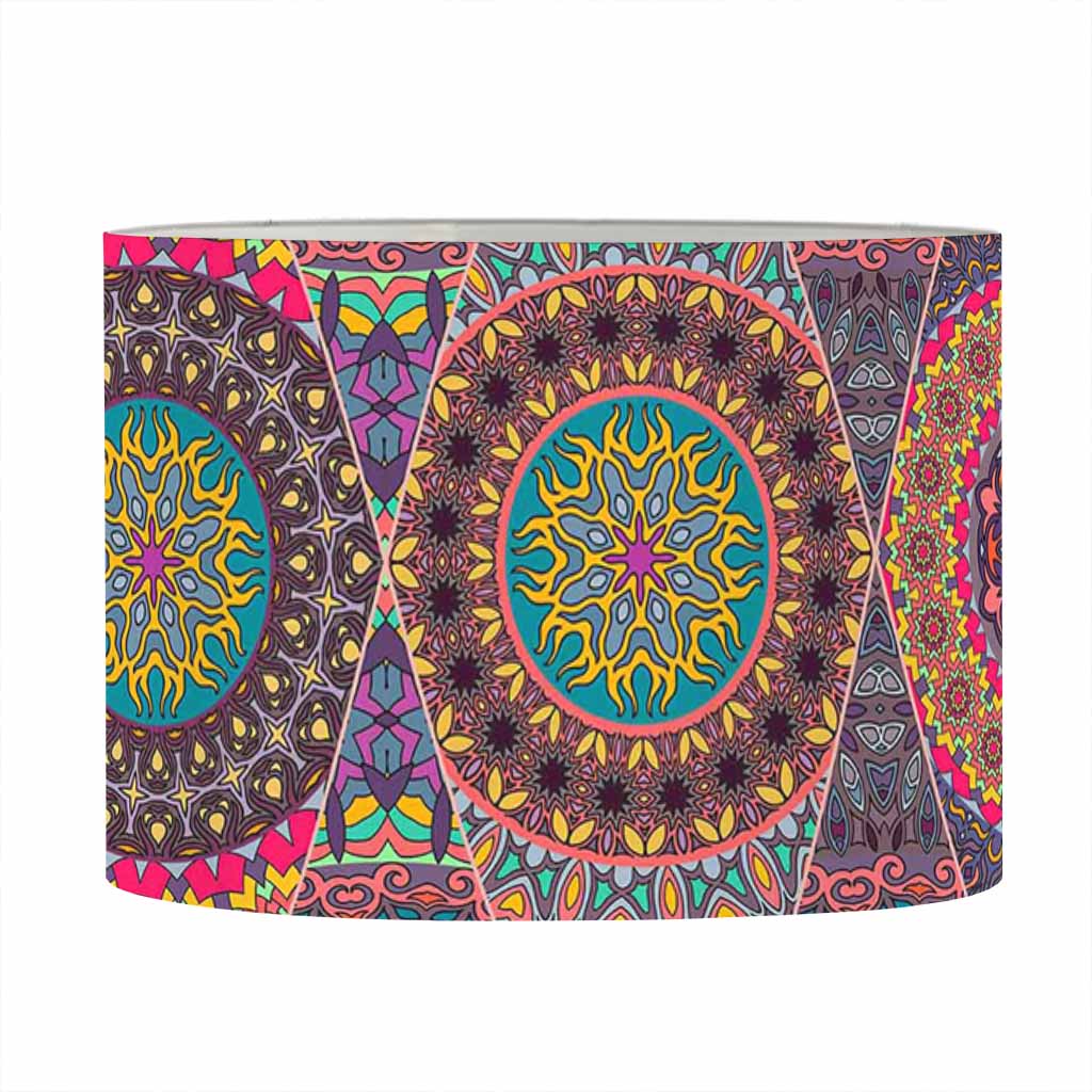 Vintage Bohemian Floral Mandala Print Drum Lamp Shade
