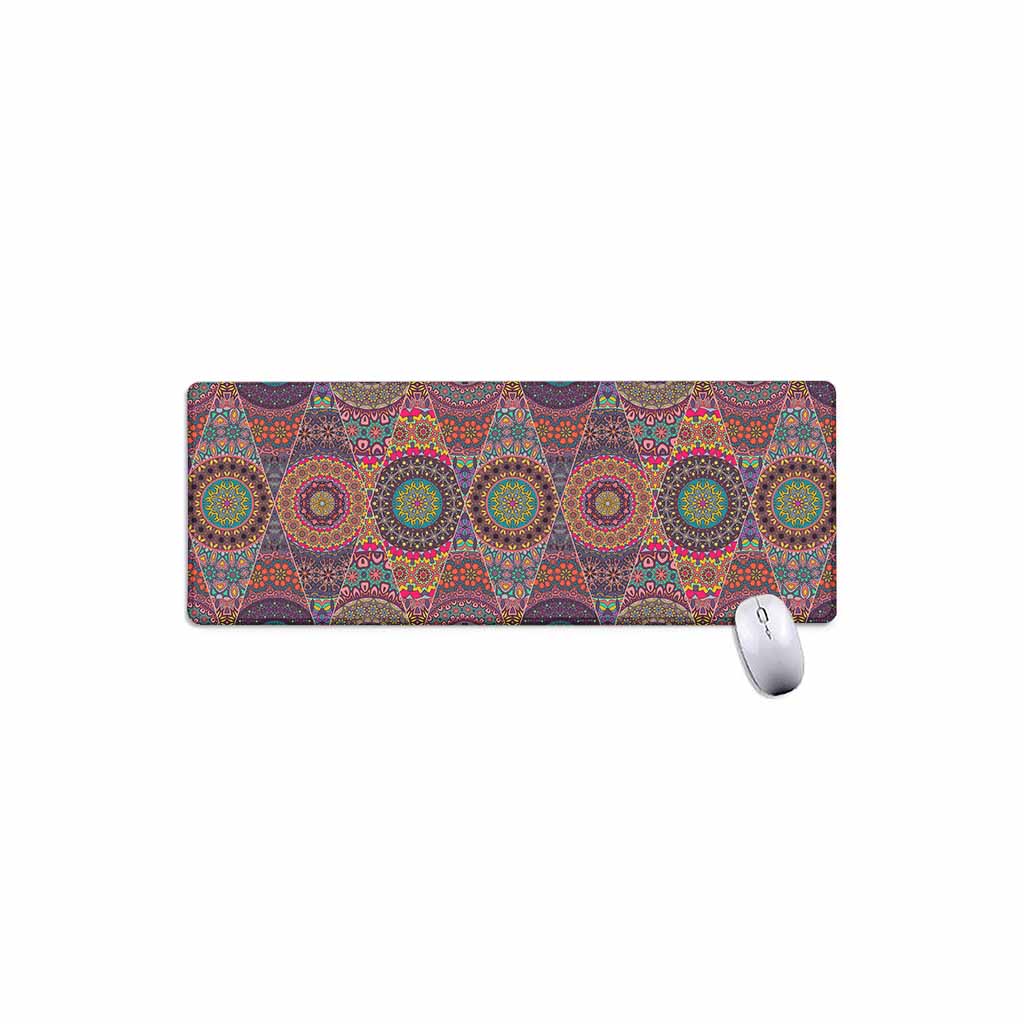 Vintage Bohemian Floral Mandala Print Extended Mouse Pad