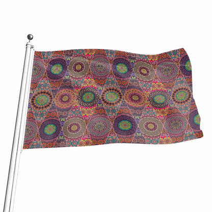 Vintage Bohemian Floral Mandala Print Flag