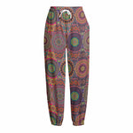 Vintage Bohemian Floral Mandala Print Fleece Lined Knit Pants