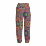 Vintage Bohemian Floral Mandala Print Fleece Lined Knit Pants