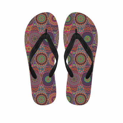 Vintage Bohemian Floral Mandala Print Flip Flops