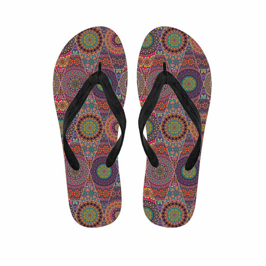 Vintage Bohemian Floral Mandala Print Flip Flops