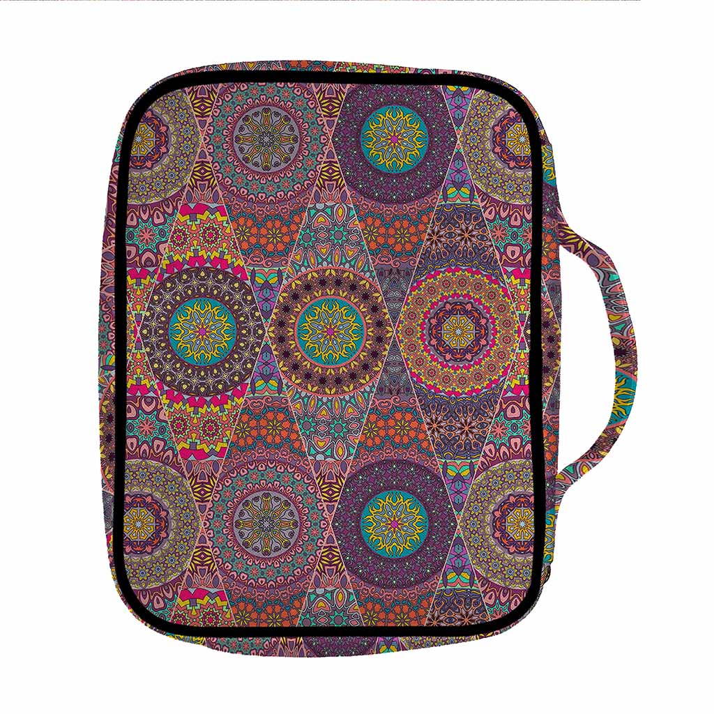 Vintage Bohemian Floral Mandala Print Front Pocket Bible Bag