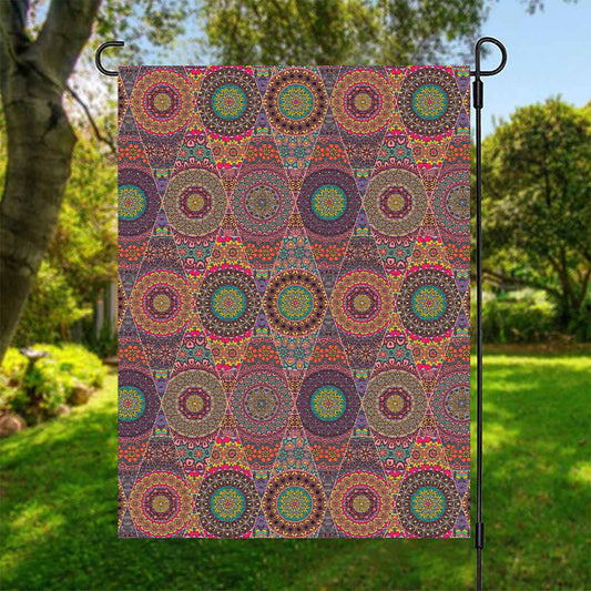 Vintage Bohemian Floral Mandala Print Garden Flag