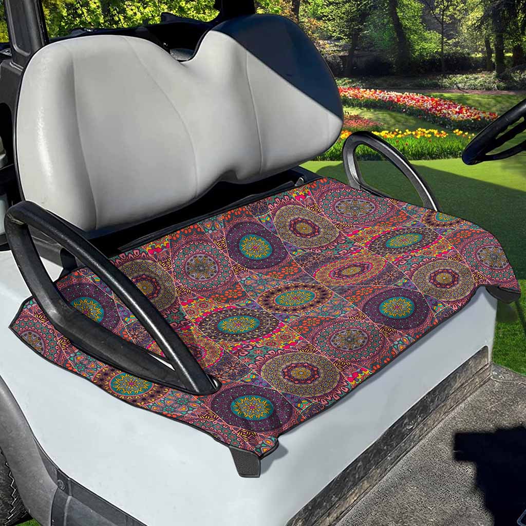 Vintage Bohemian Floral Mandala Print Golf Cart Seat Cover