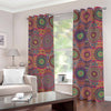 Vintage Bohemian Floral Mandala Print Grommet Curtains