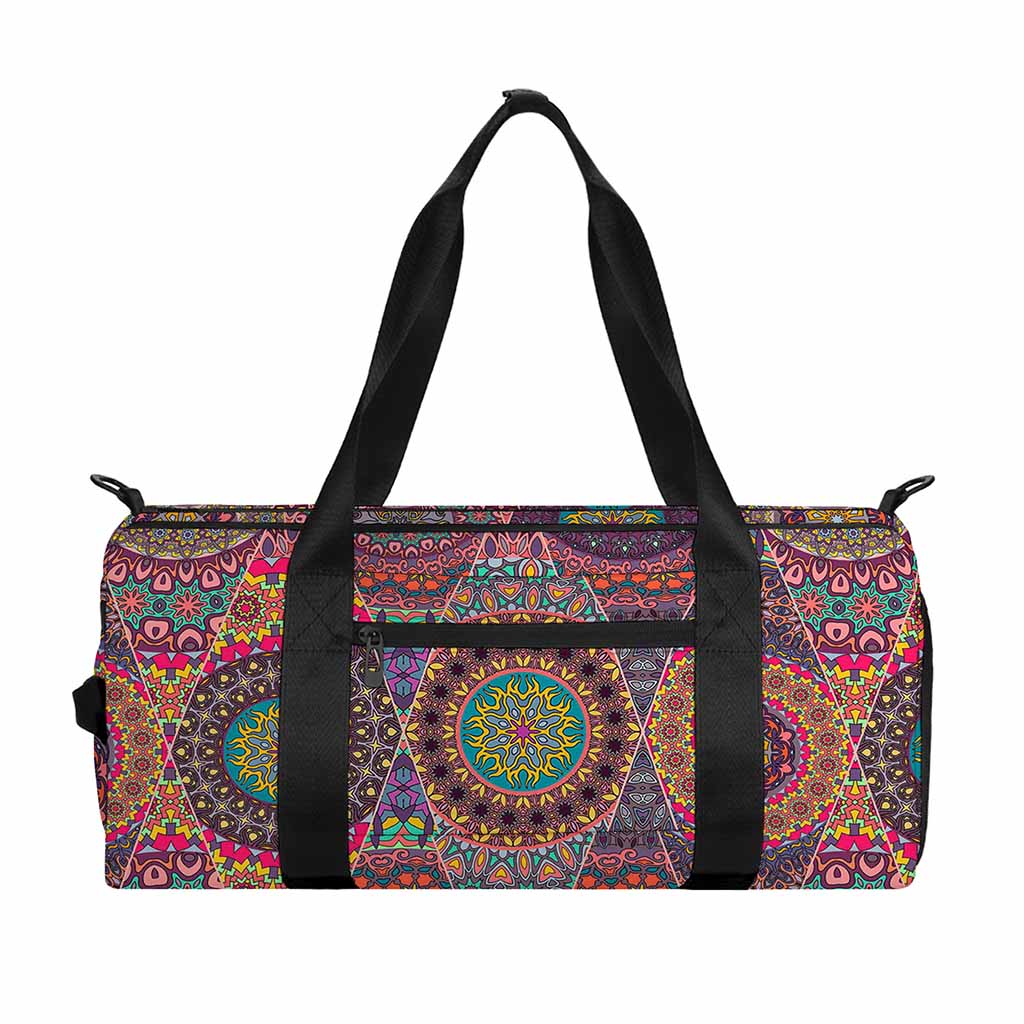 Vintage Bohemian Floral Mandala Print Gym Bag