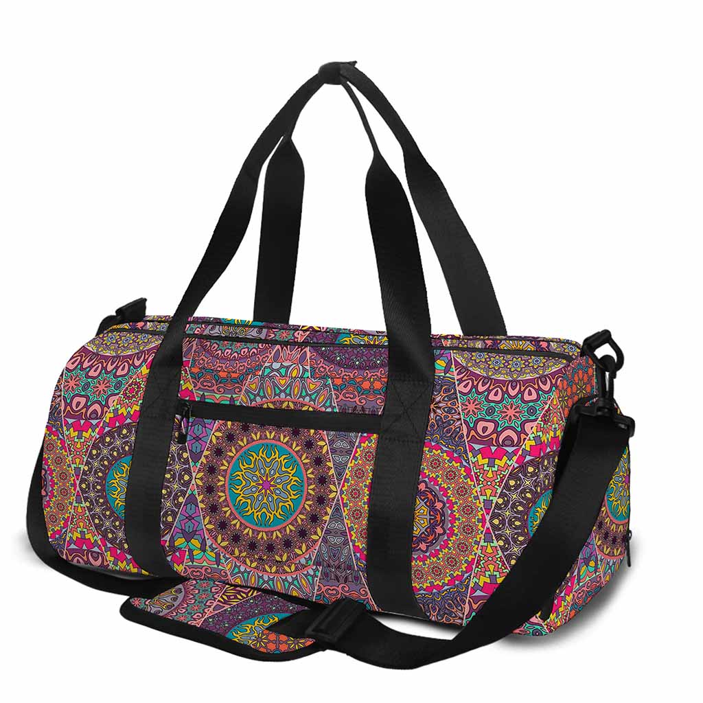Vintage Bohemian Floral Mandala Print Gym Bag