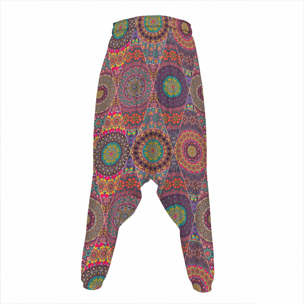 Vintage Bohemian Floral Mandala Print Hammer Pants