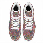 Vintage Bohemian Floral Mandala Print High Top Leather Sneakers