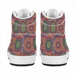 Vintage Bohemian Floral Mandala Print High Top Leather Sneakers