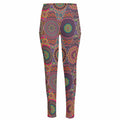 Vintage Bohemian Floral Mandala Print High-Waisted Pocket Leggings