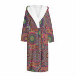 Vintage Bohemian Floral Mandala Print Hooded Bathrobe