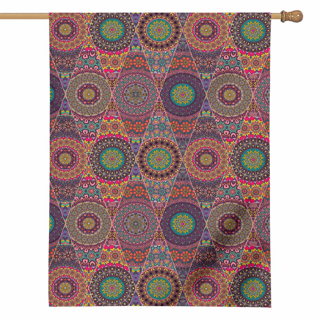 Vintage Bohemian Floral Mandala Print House Flag
