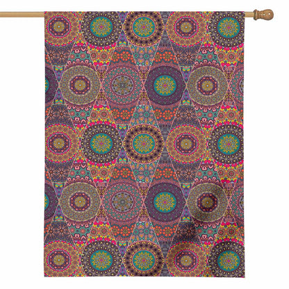 Vintage Bohemian Floral Mandala Print House Flag