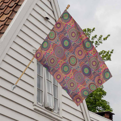 Vintage Bohemian Floral Mandala Print House Flag