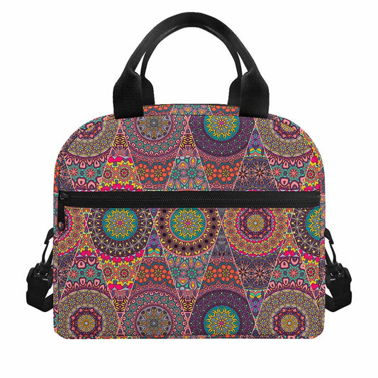 Vintage Bohemian Floral Mandala Print Insulated Lunch Bag