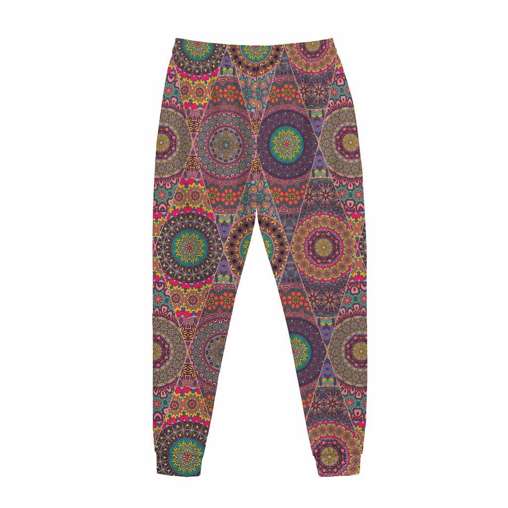Vintage Bohemian Floral Mandala Print Jogger Pants