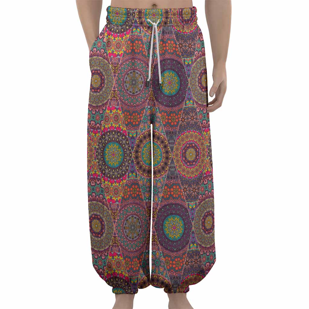 Vintage Bohemian Floral Mandala Print Lantern Pants