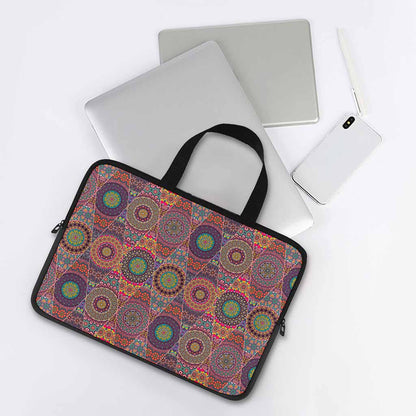 Vintage Bohemian Floral Mandala Print Laptop Sleeve With Handle