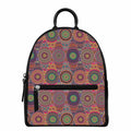 Vintage Bohemian Floral Mandala Print Leather Backpack