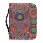 Vintage Bohemian Floral Mandala Print Leather Bible Cover