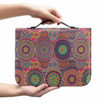 Vintage Bohemian Floral Mandala Print Leather Bible Cover