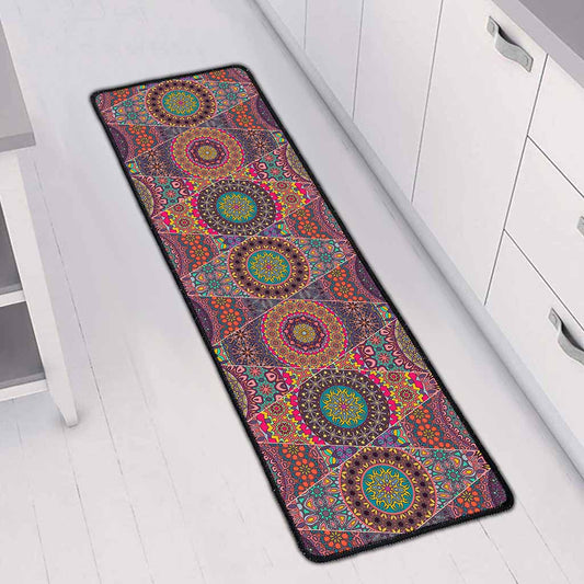 Vintage Bohemian Floral Mandala Print Long Kitchen Mat