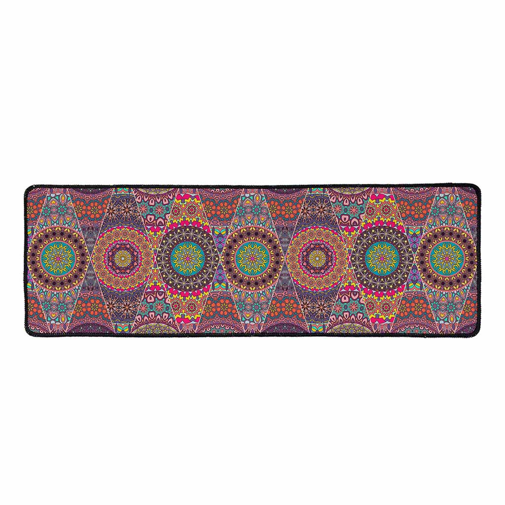 Vintage Bohemian Floral Mandala Print Long Kitchen Mat